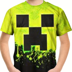 Pixel Abstract Geo Print T shirt Boys Kids Casual Shirt Sleeve Comfy Summer