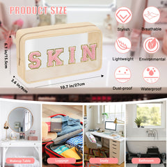 Chenille Letter Clear Makeup Bag Waterproof Portable Glitter Cosmetic Bag