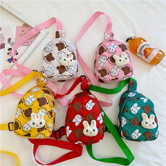 Kids Cartoon Rabbit Bear Chest Bag Casual Nylon Crossbody Bag for Girls