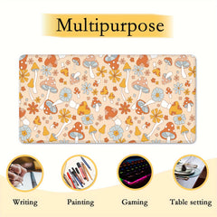 Retro 70s Floral Hippie Mushrooms Gaming Mouse Pad