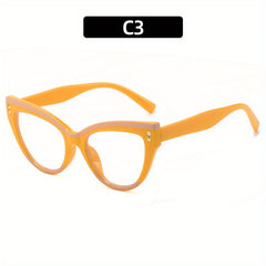 Cat Eye Clear Lens Glasses For Women Men Block Decor Glasses