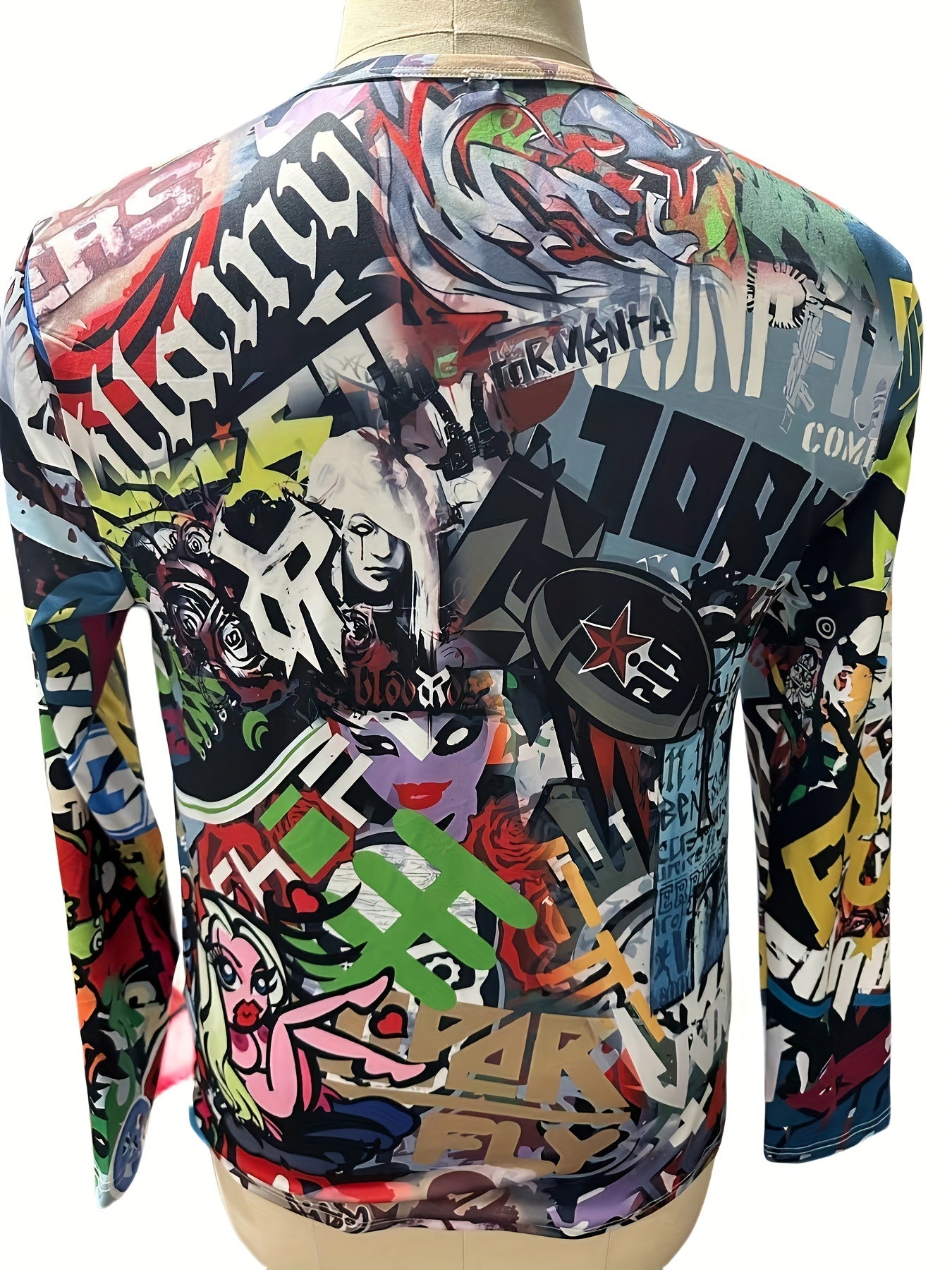 GRAFFITI All Over Print Men's Long Sleeve Novelty T shirt