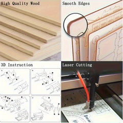 3D Wooden Airplane Model Puzzle Kit Military Jet Engine Educational Craft