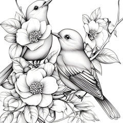 Flowers and Birds Coloring Book Adults Relax Mind Body Painting Picture Book