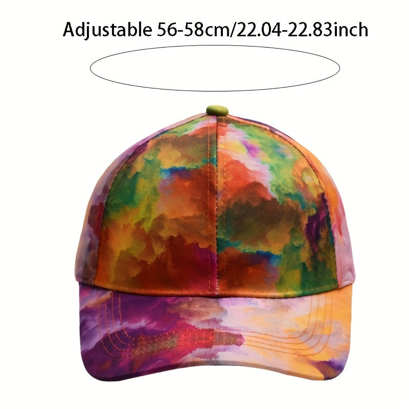Tie Dye Print Baseball Cap Hip Hop Colorful Dad Hats Lightweight Adjustable Sun