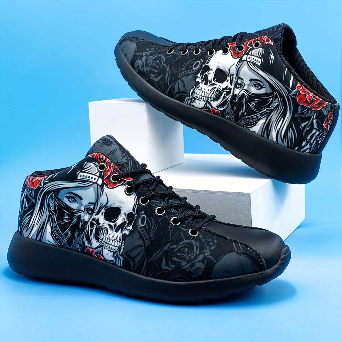 Scary Skull Pattern High Top Sneakers
