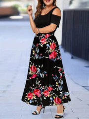 Gradient Cold Shoulder Maxi Dress Women's Clothing
