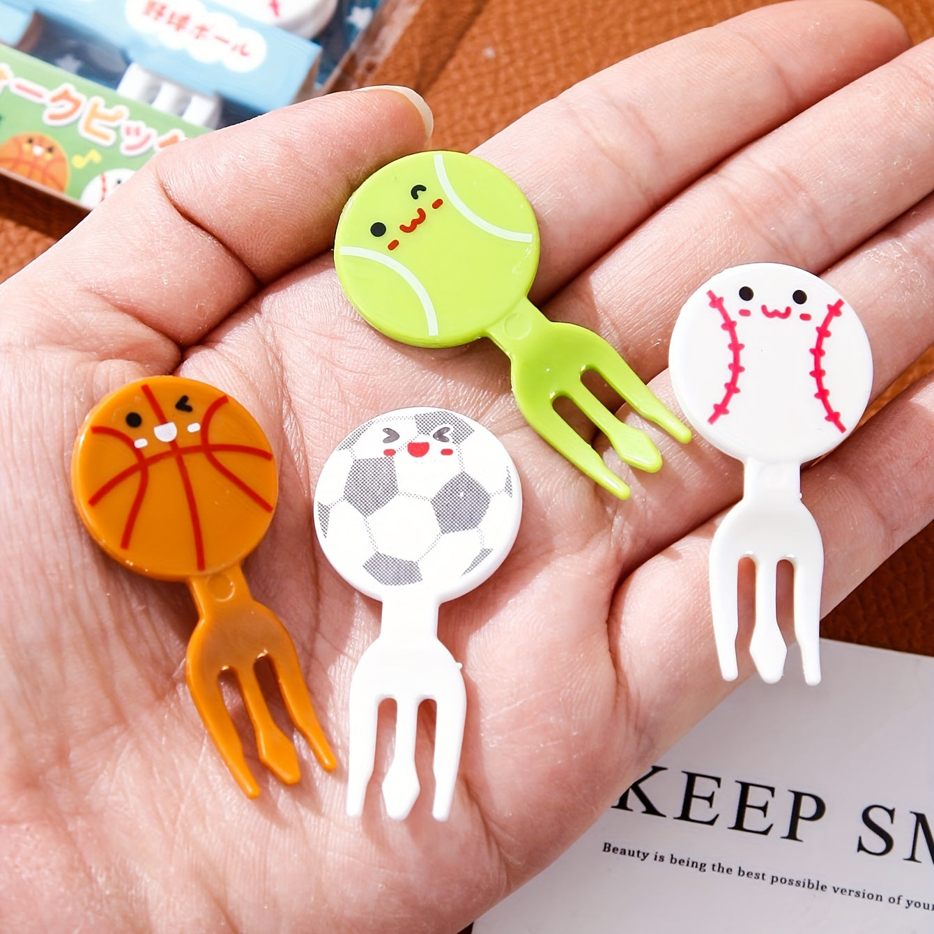 16pcs Cartoon Fruit Fork Plastic Decoration Stick Bento Box Toothpicks