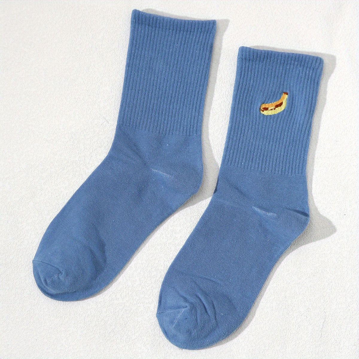 Cartoon Banana Embroidery Socks Mid Tube Women's Stockings