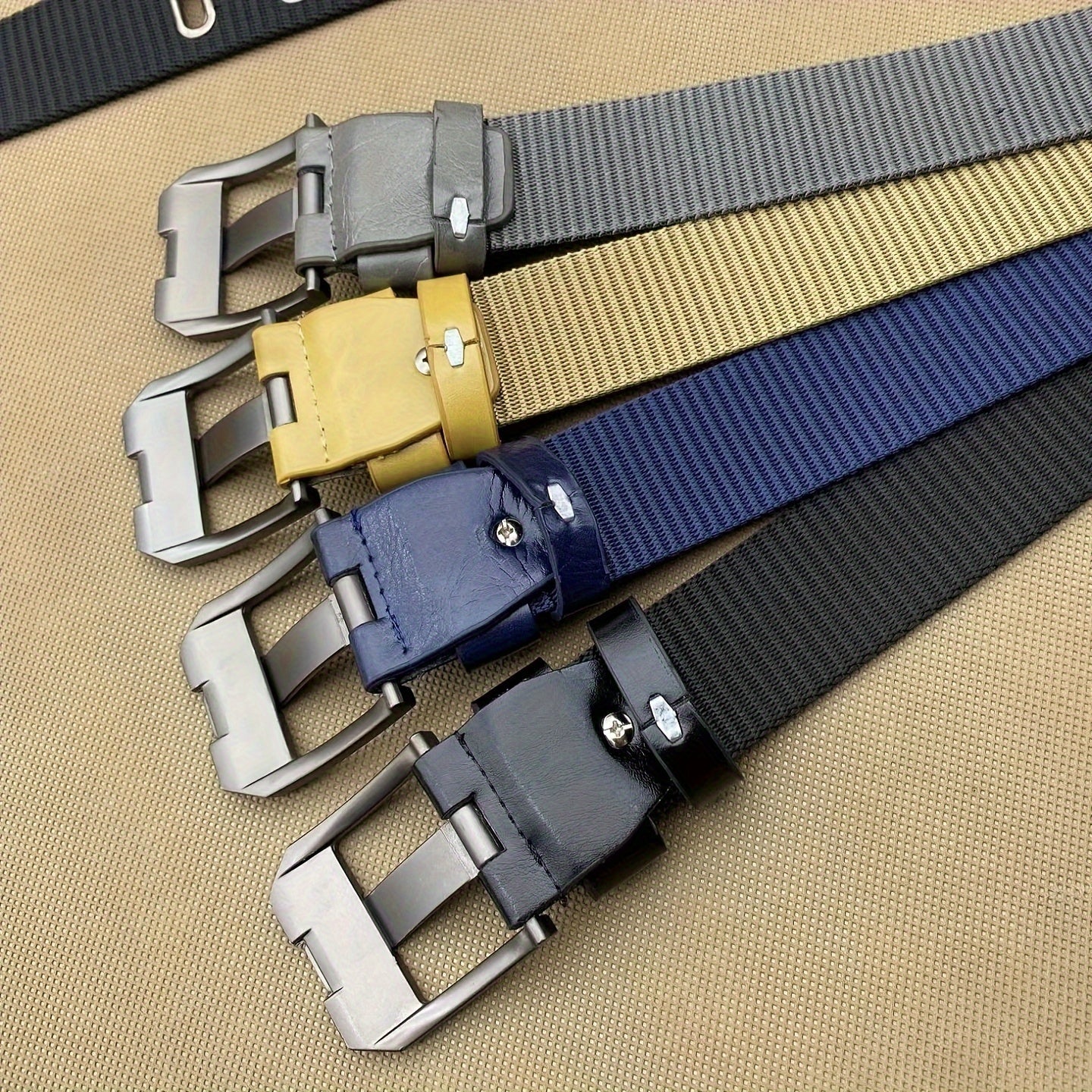 Men's Flat Hole Alloy Pin Buckle Nylon Belt