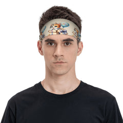 Birthday Cat Headband Sweat Wicking Stretchy Breathable Polyester Unisex