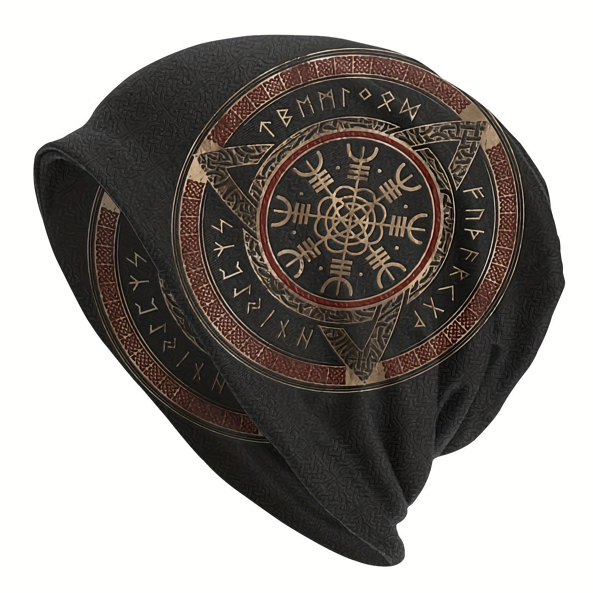 Thin Viking Style Bonnet Hat With Tree Of Life Pattern