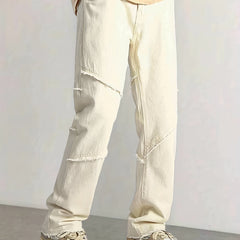 Men's Loose Fit Raw Trim Denim Pants