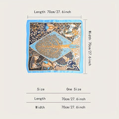 Tree Of Life Pattern Bandana Vintage Square Scarf Satin Neckerchief