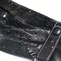 Men's Warm Gloves Motorcycle Riding Cold proof Leather Gloves Plus Velvet