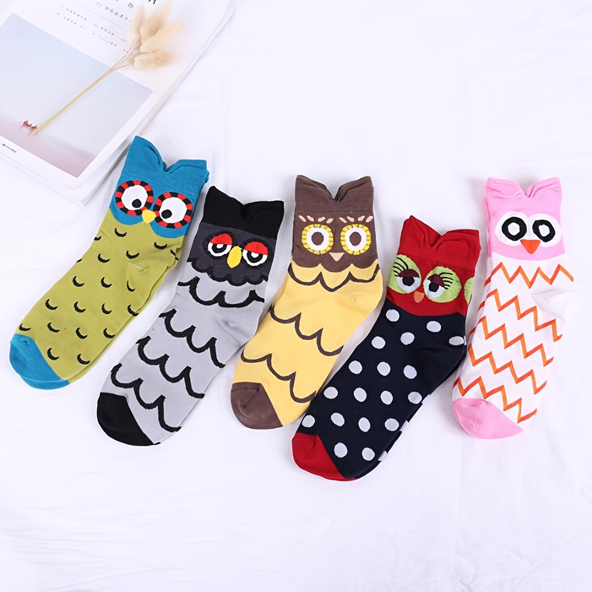 5 Pairs Animal Patterned Women's Cotton Socks