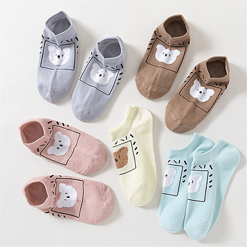 5 Pairs Bear Print Socks Women's Stockings