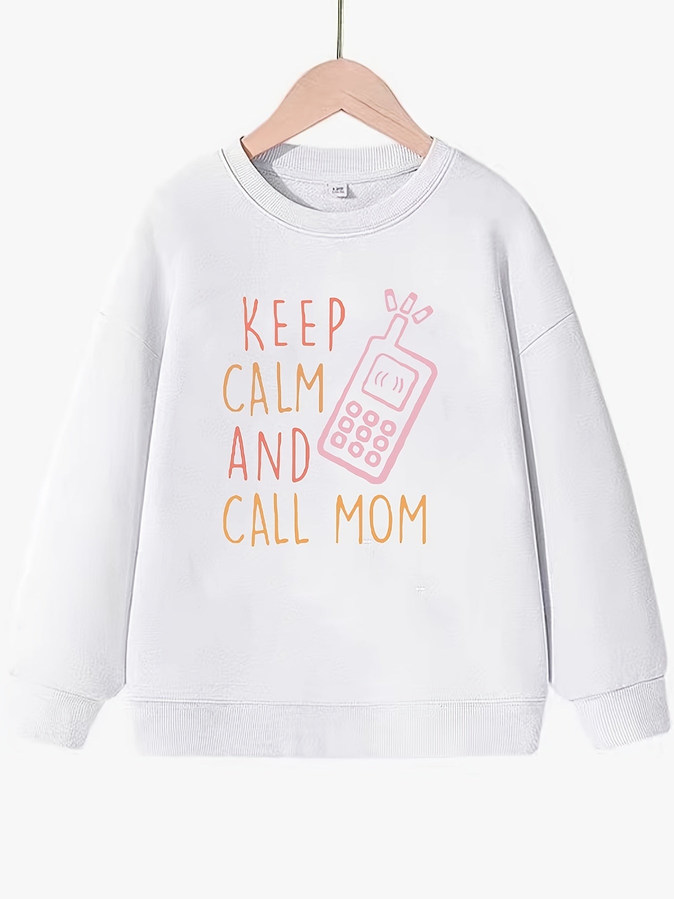Fun Phone Call & Mom Pattern Sweatshirt For Girls