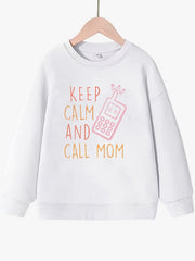 Fun Phone Call & Mom Pattern Sweatshirt For Girls