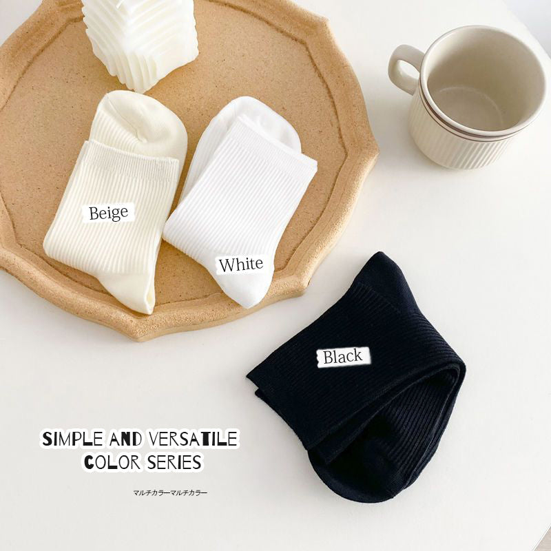 3 Pairs Classic Crew Socks Assorted Solid Crew Sock Pack Women's Hosiery