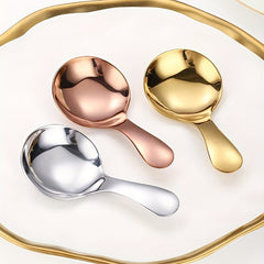 Stainless Steel Mini Round Spoon Short Handle Salt Spice Pastry Dessert Spoon