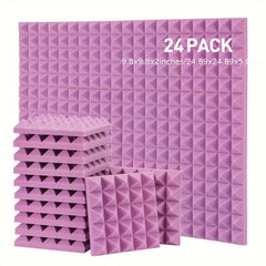 24pcs Pyramid Sound Absorbing Cotton Purple High Density Fireproof Material