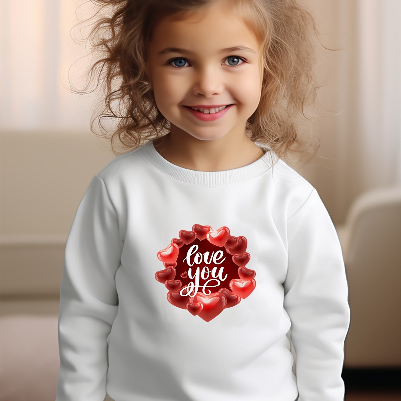 Girls Love You Pattern Crew Neck Sweatshirt for Spring Fall Christmas Gift