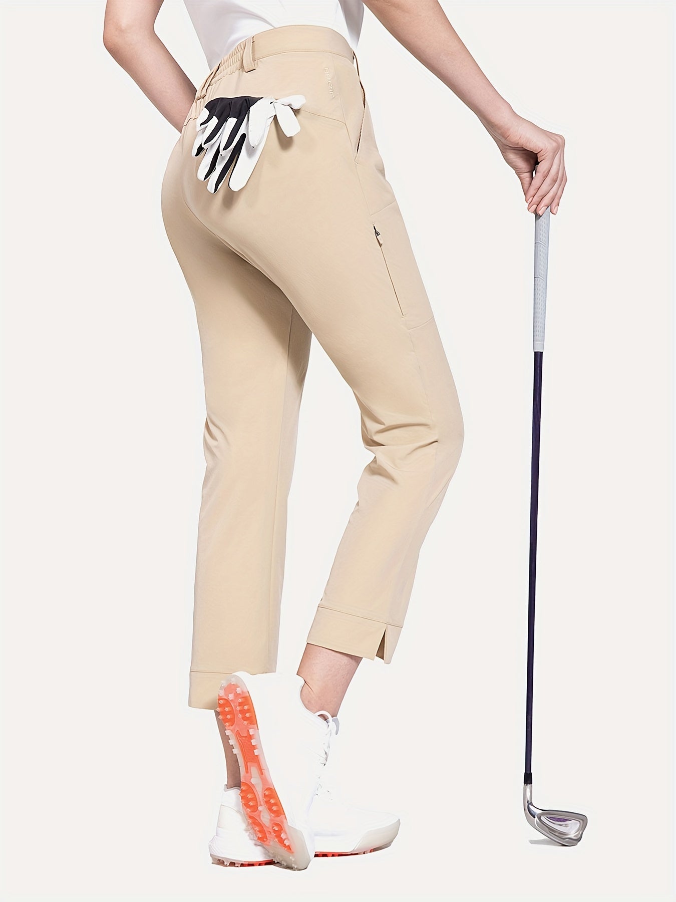 Women's High Waist Golf Pants with Slit Trim Athletic Design