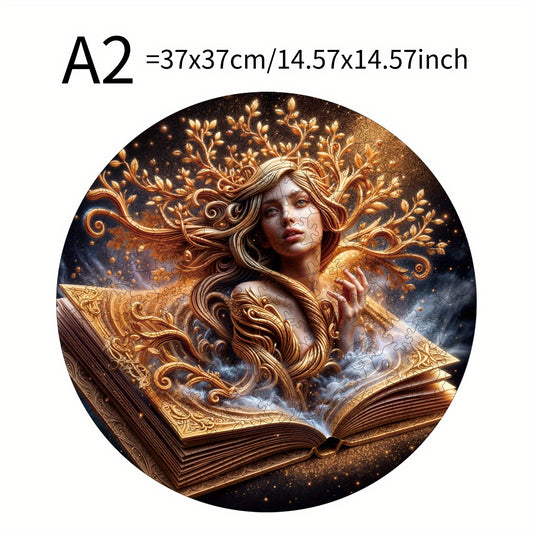 Round Wooden Puzzle The Beauty in the Book Ideal Gift for 3 Birthdays Festivals