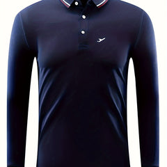 Mens Golf Shirt Plane Pattern Print Short Sleeve Breathable Top