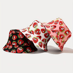 Fruit Print Bucket Hat Summer Sunscreen Fisherman Cap for Women