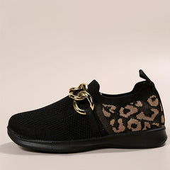 Women's Mesh Slip On Sneakers with Metallic Chain Decor Lightweight Shoes