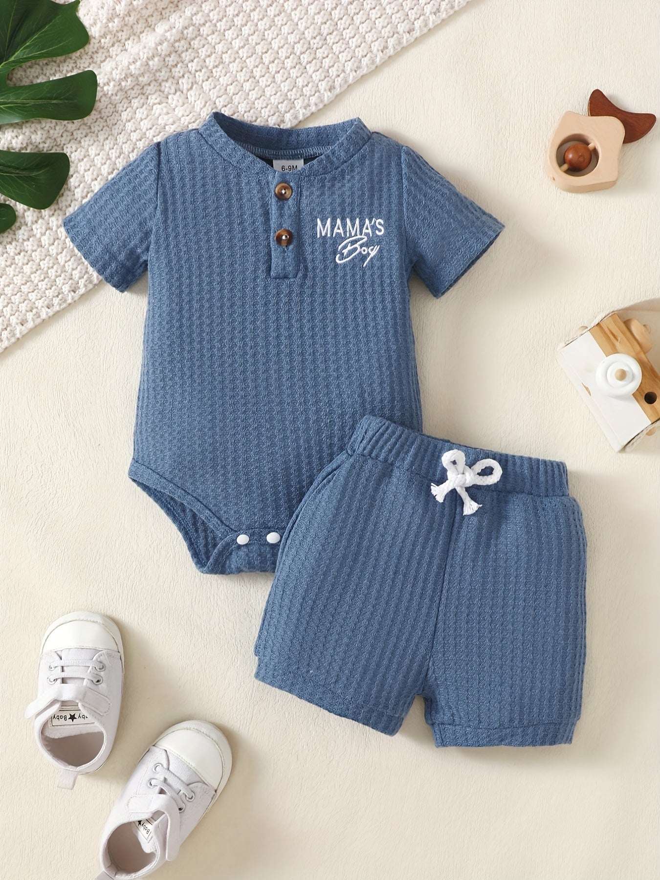 2pcs Baby Boys Mama's Boy Short Sleeve Onesie & Shorts Set