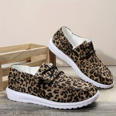 Leopard Print Boat Shoes Lightweight Low Flats Women's Footwear