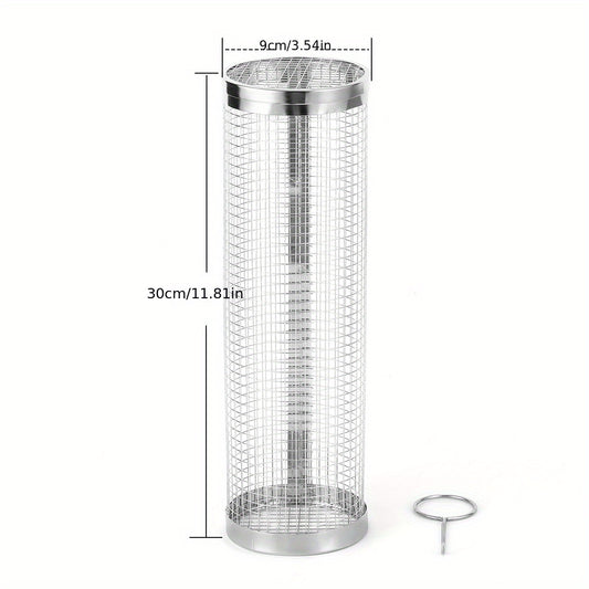 Stainless Steel Rolling Grill Basket for Vegetables and Fish