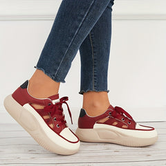 Women's Hollow Platform Lace Up Sneakers Thick Bottom Shoes