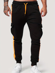 Men's Drawstring Cargo Pants Flap Pockets Jogger Pants