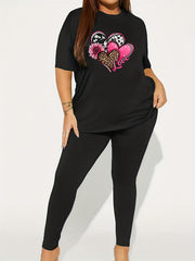 Butterfly & Slogan Print Tee & Leggings Set