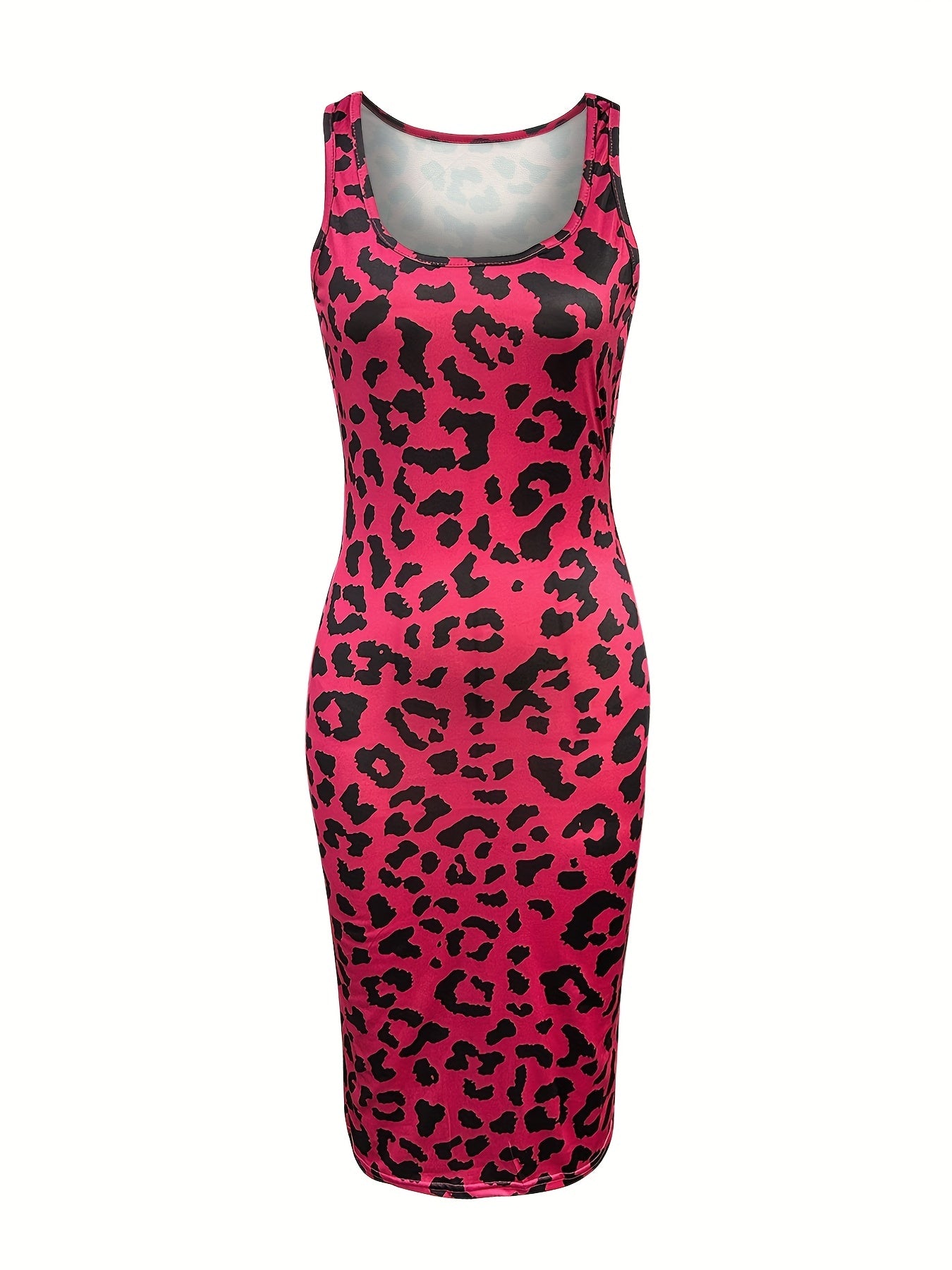 Leopard Print Bodycon Cami Dress Sexy Summer Party Midi Dress
