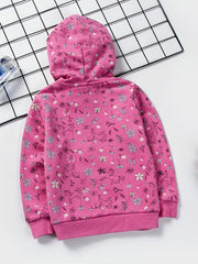 Toddler Girls Unicorn & Flowers Hooded Jacket Cotton Zipper Coat