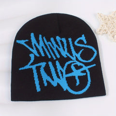 Letter Jacquard Beanie Candy Elastic Skull Cap Y2K Lightweight Knit Hats