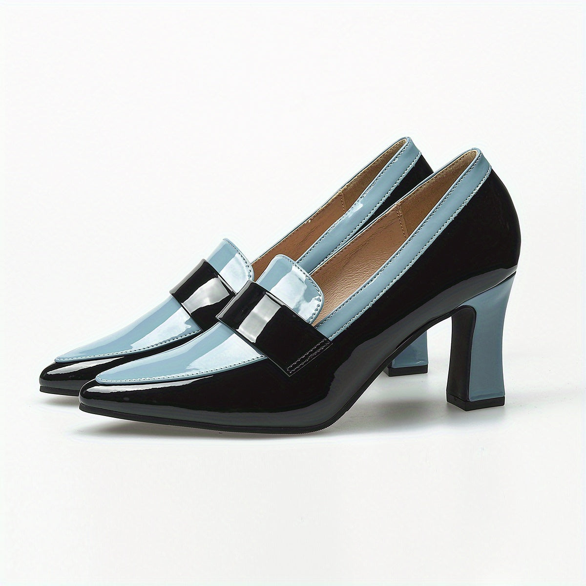 Women's Colorblock Chunky High Heel Pumps