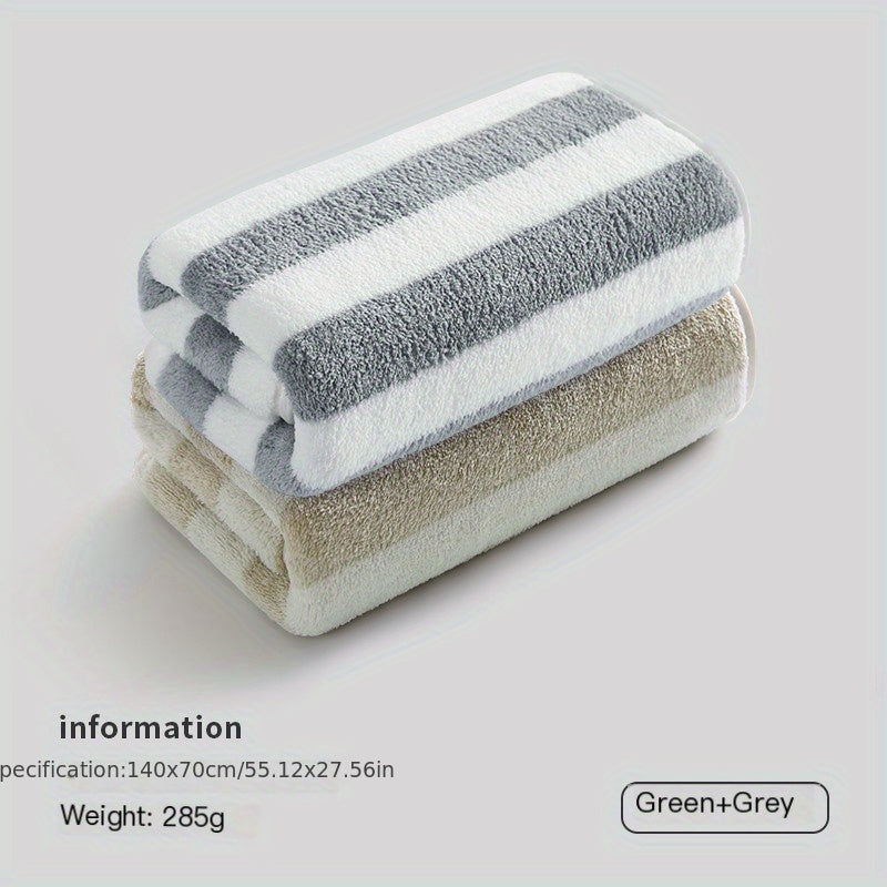 3pcs Striped Pattern Towel Set Absorbent Bath Hand Face Towel Hair Drying Cap