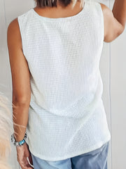 Waffle Knitted Sleeveless Tank Top for Women Summer Casual Wear