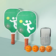 Pickleball Racket Set - 2 Fiberglass Rackets, 4 Balls, Carrying Bag