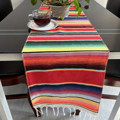 Rainbow Mexican Table Runner Tassel Ethnic Style TV Cabinet Doily Decorative Cov