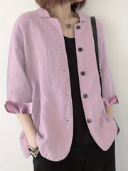 Button Front Long Sleeve Jacket Women's Outerwear