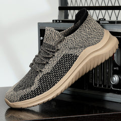 Men's Breathable Woven Sneakers - Lightweight Antislip Lace-Up