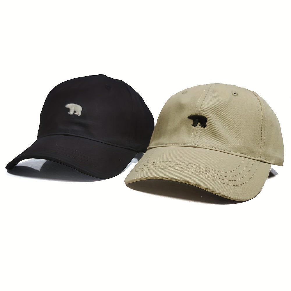 Vintage Polar Bear Pattern Embroidered Baseball Cap for Kids