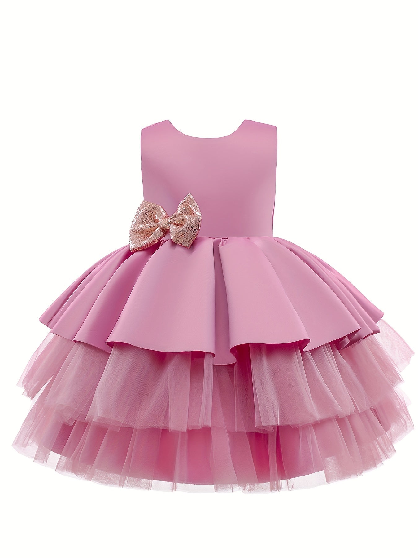 Baby Girl Sleeveless Mesh Gown with Bowknot
